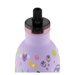 24BOTTLES Kids Clima 330ml rozsdamentes acél termosz szívószálas kupakkal, Music Friends