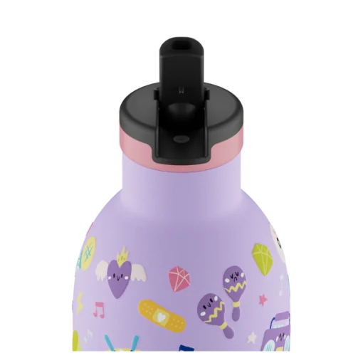 24BOTTLES Kids Clima 330ml rozsdamentes acél termosz szívószálas kupakkal, Music Friends