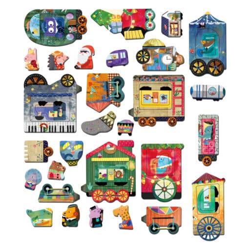 Mágneses puzzle játék, Karácsonyi vonat Mieredu