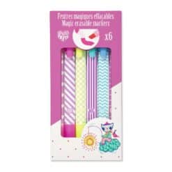 Djeco: Lovely Paper Mágikus filctolkészlet - 6 db radírozható filctoll - Magic erasable markers