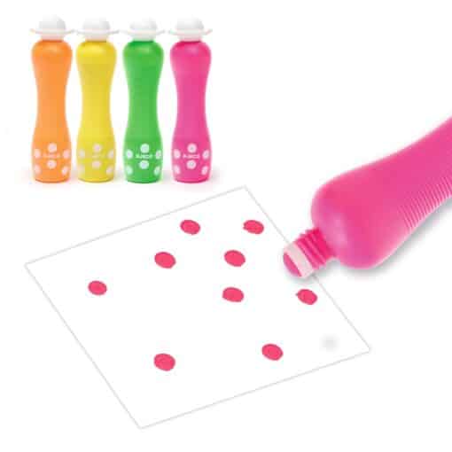 Djeco: Design by Marok filc készlet 4 fluoreszkáló színben - Pontozó színezés - Large dot markers