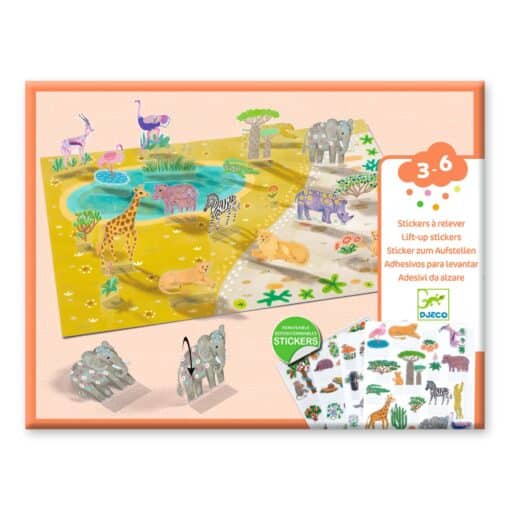 Djeco: Design by Matricázós sztorik, 3D - Állati élőhelyek - Lift-up stickers - Animals