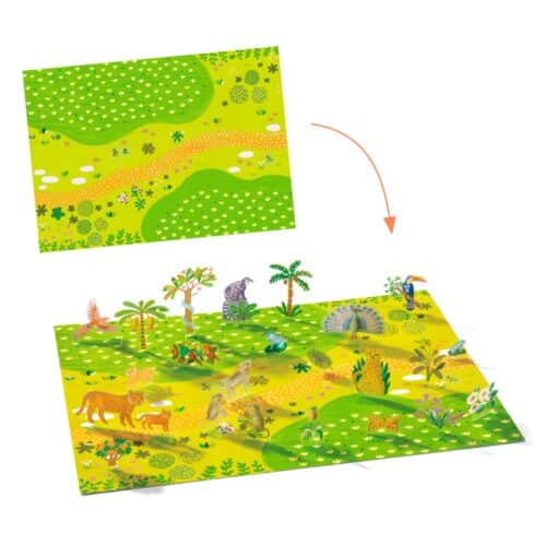 Djeco: Design by Matricázós sztorik, 3D - Állati élőhelyek - Lift-up stickers - Animals