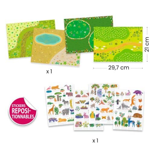 Djeco: Design by Matricázós sztorik, 3D - Állati élőhelyek - Lift-up stickers - Animals