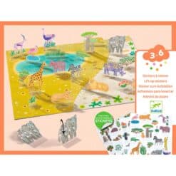 Djeco: Design by Matricázós sztorik, 3D - Állati élőhelyek - Lift-up stickers - Animals