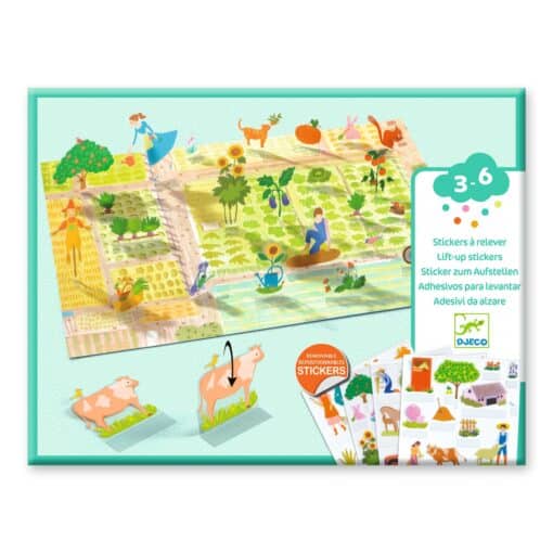 Djeco: Design by Matricázós sztorik, 3D - Élet vidéken - Lift-up stickers - Farm