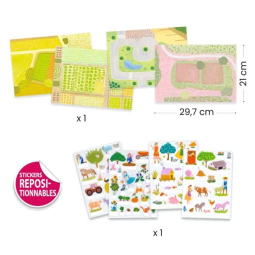 Djeco: Design by Matricázós sztorik, 3D - Élet vidéken - Lift-up stickers - Farm
