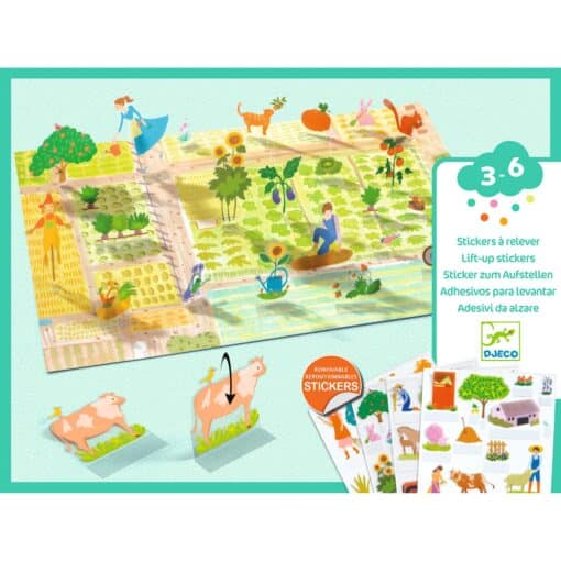 Djeco: Design by Matricázós sztorik, 3D - Élet vidéken - Lift-up stickers - Farm