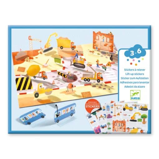 Djeco: Design by Matricázós sztorik, 3D - Közlekedés járművekkel - Lift-up stickers - Vehicles