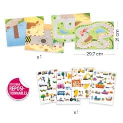 Djeco: Design by Matricázós sztorik, 3D - Közlekedés járművekkel - Lift-up stickers - Vehicles