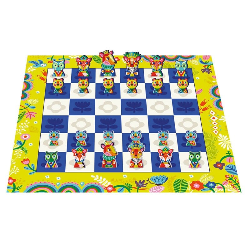 auzou.klasszikus.sakk-gyerek-2-miniart Kétoldalas sakktábla állatfigurákkal Auzou