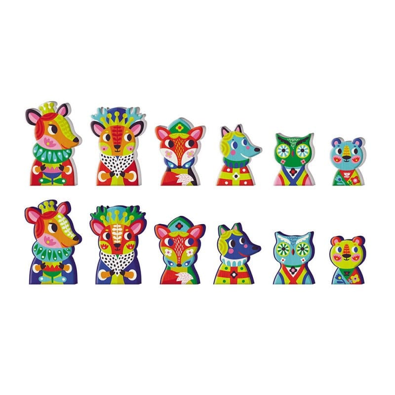 auzou.klasszikus.sakk-gyerek-3-miniart Kétoldalas sakktábla állatfigurákkal Auzou