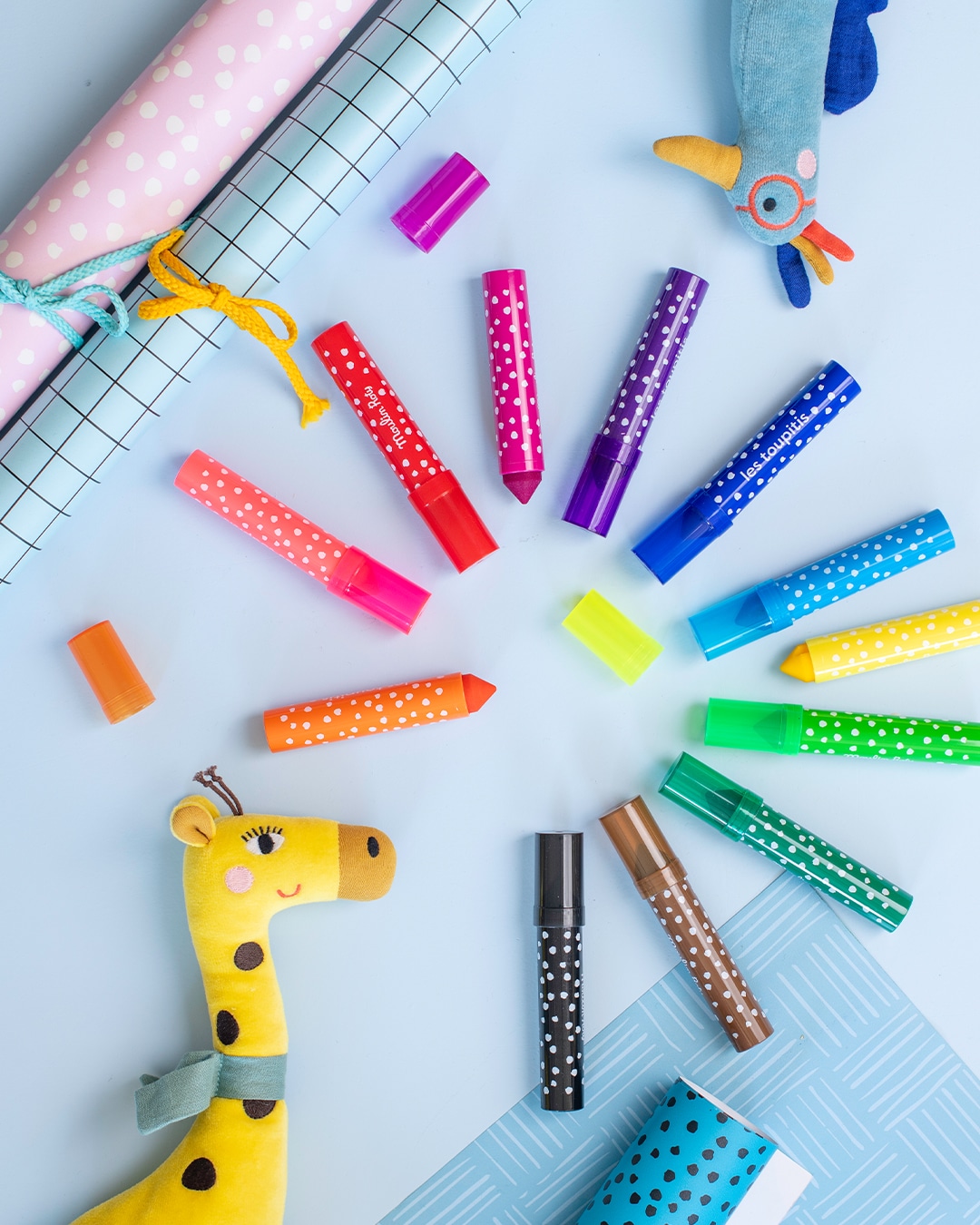 moulin-roty-kimoshato-filctoll-keszlet-kicsikek-1-miniart Moulin Roty - Kicsikék - Kimosható filctoll a legkisebbeknek (kúpos hegy) -12 db-os