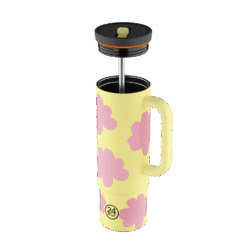 24BOTTLES Straw Cup 800ml rozsdamentes acél bögre szívószállal, Daydreaming Yellow