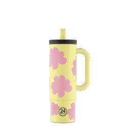 24BOTTLES Straw Cup 800ml rozsdamentes acél bögre szívószállal, Daydreaming Yellow