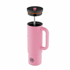 24BOTTLES Straw Cup 800ml rozsdamentes acél bögre szívószállal, Flamingo