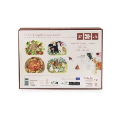 Moulin Roty - Kiskertem - Állatos puzzle - kirakó (4x12 db-os)