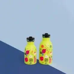 24BOTTLES Kids Urban 250ml rozsdamentes acél kulacs szívószálas kupakkal, Veggie Friends