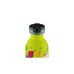 24BOTTLES Kids Urban 250ml rozsdamentes acél kulacs szívószálas kupakkal, Veggie Friends