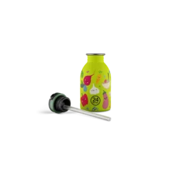 24BOTTLES Kids Urban 250ml rozsdamentes acél kulacs szívószálas kupakkal, Veggie Friends
