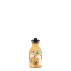 24BOTTLES Kids Urban 250ml rozsdamentes acél kulacs szívószálas kupakkal, Farm Friends