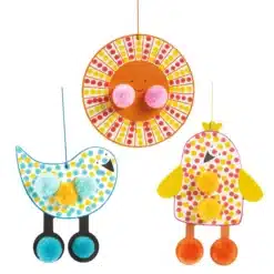 Djeco: Design by Képszínezés pöttyökkel és pompomokkal - Fenn az égen - Dots and Pompoms – In the Sky
