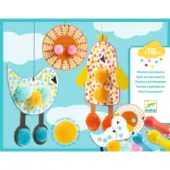 Djeco: Design by Képszínezés pöttyökkel és pompomokkal - Fenn az égen - Dots and Pompoms – In the Sky