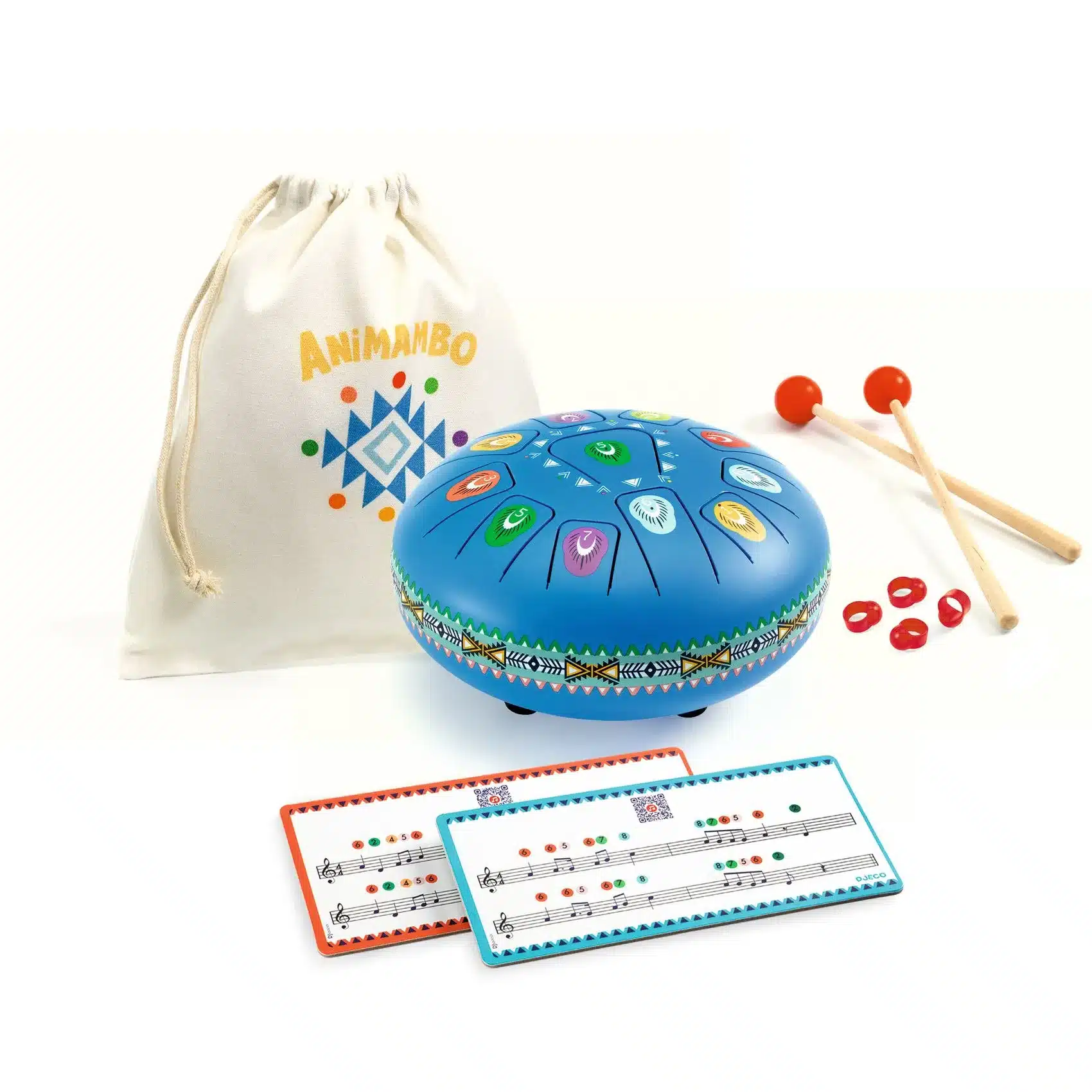 djeco-miniart_jatekhangszer-rezgonyelves-nagy-aceldob-11-hangu-large-tongue-drum-dj06040-3 Djeco: Animambo Játékhangszer - nyelves dob Rezgőnyelves, nagy acéldob, 11 hangú - Large tongue drum