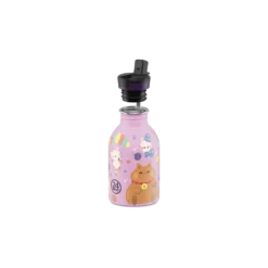 24BOTTLES Kids Urban 250ml rozsdamentes acél kulacs szívószálas kupakkal, Meow Friends