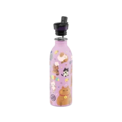 24BOTTLES Kids Urban 500ml rozsdamentes acél kulacs szívószálas kupakkal, Meow Friends