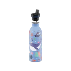 24BOTTLES Kids Urban 500ml rozsdamentes acél kulacs szívószálas kupakkal, Ocean Friends