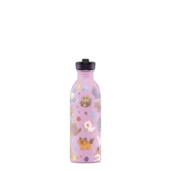 24BOTTLES Kids Urban 500ml rozsdamentes acél kulacs szívószálas kupakkal, Meow Friends