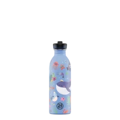 24BOTTLES Kids Urban 500ml rozsdamentes acél kulacs szívószálas kupakkal, Ocean Friends