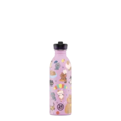 24BOTTLES Kids Urban 500ml rozsdamentes acél kulacs szívószálas kupakkal, Meow Friends