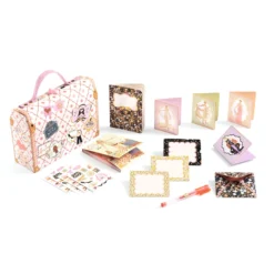 Djeco: Lovely Paper Irodaszeres bőrönd - Tina kisbőröndje - Tinou stationery case