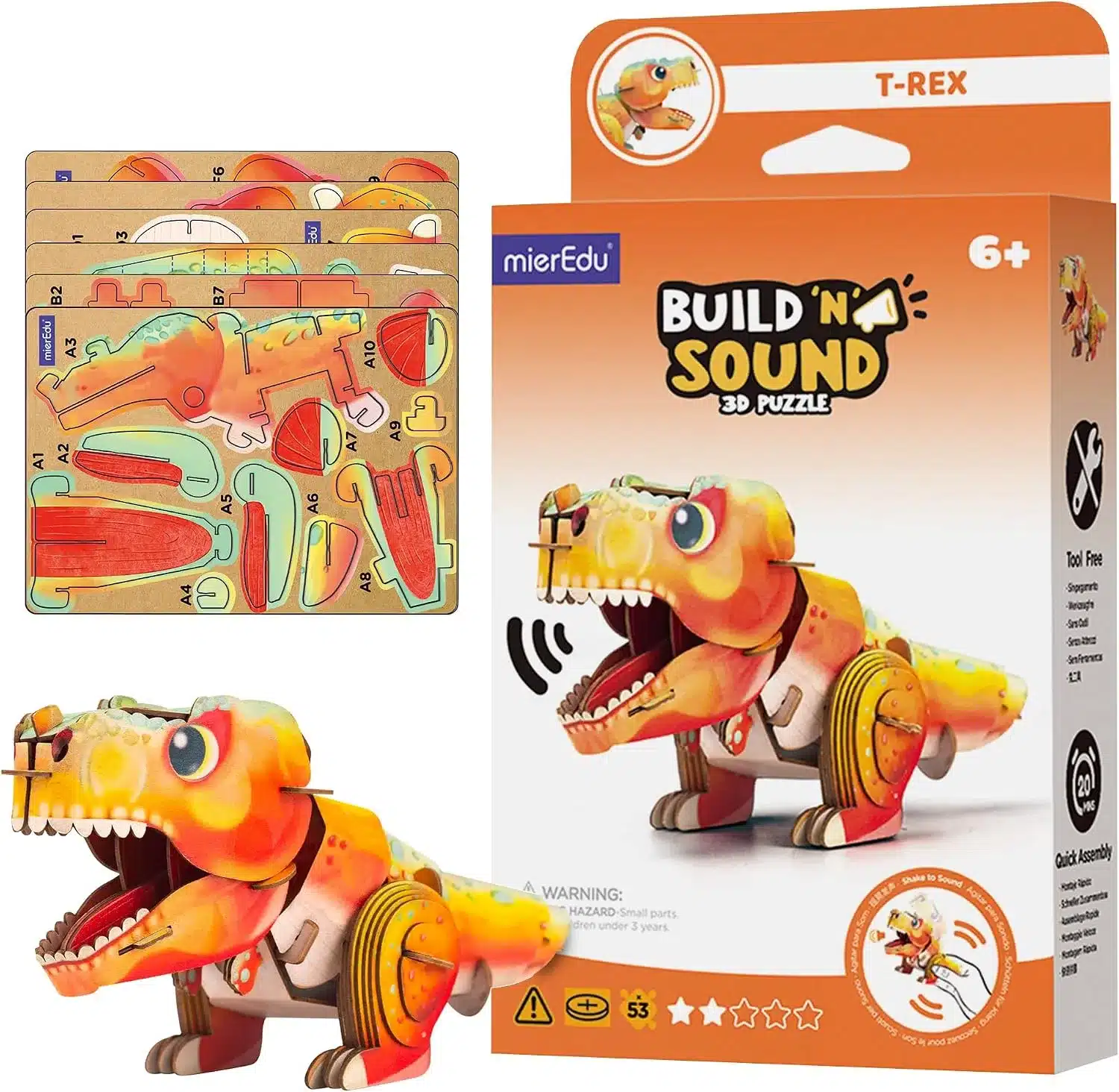 Hangot-ado-3D-allatos-puzzle-T-rex-MierEdu Hangot adó 3D állatos puzzle, T-rex MierEdu